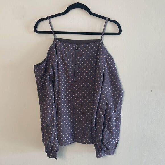 J.O.A. Los Angeles Mauve Dot Blouse Size Large - Picture 5 of 7